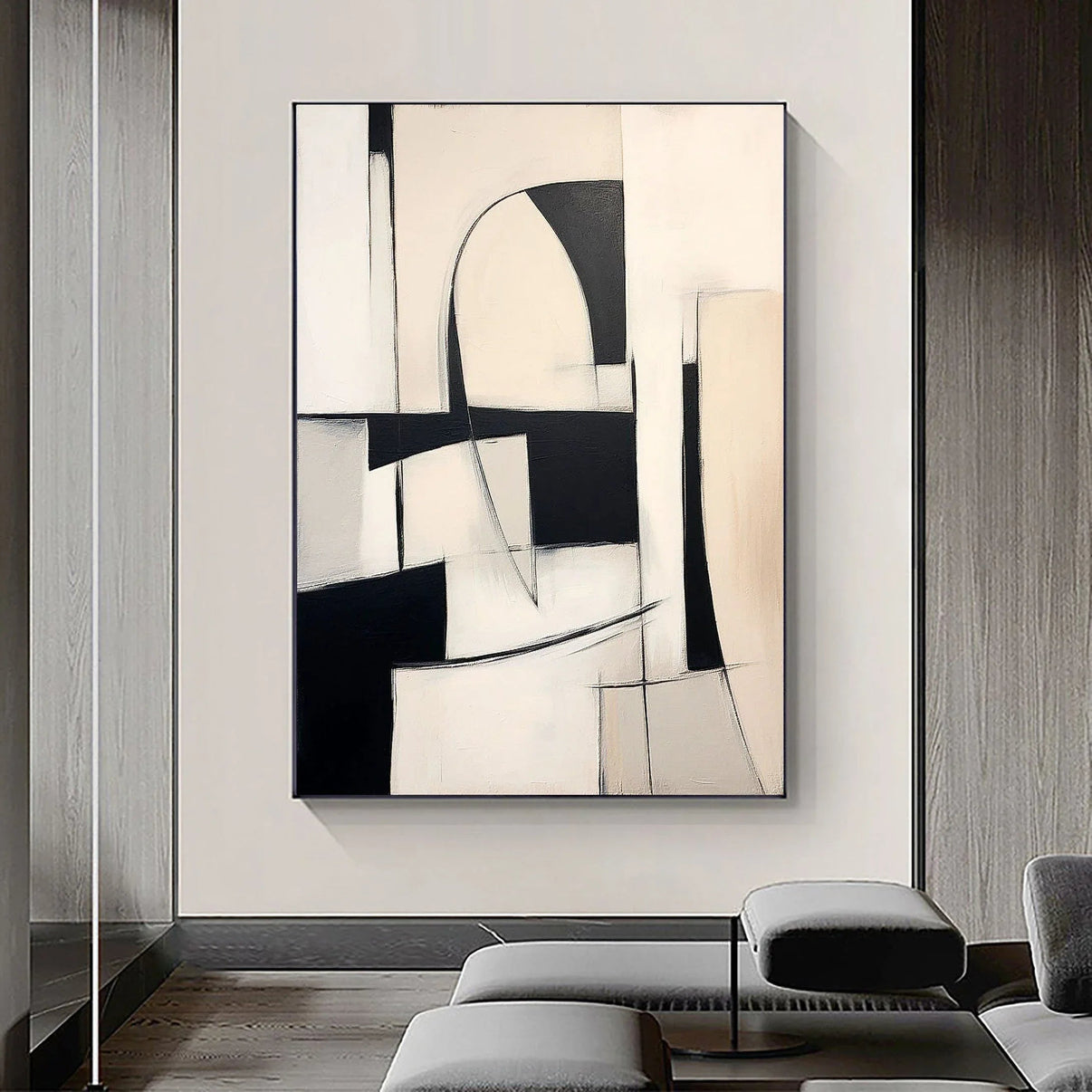 Abstract Harmony-Modern Interior Design Geometric Abstract Wall Art — Front View | Abstract Oil Painting for Home Decor
