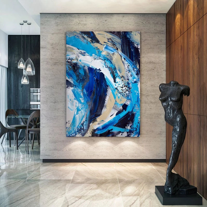 Atlantic | Hand-Painted Canvas Art | QSQart — Front View | Abstract Oil Painting for Home Decor