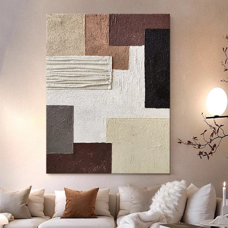 Abstract Geometric Textured Wall Art — Front View | Abstract Oil Painting for Home Decor