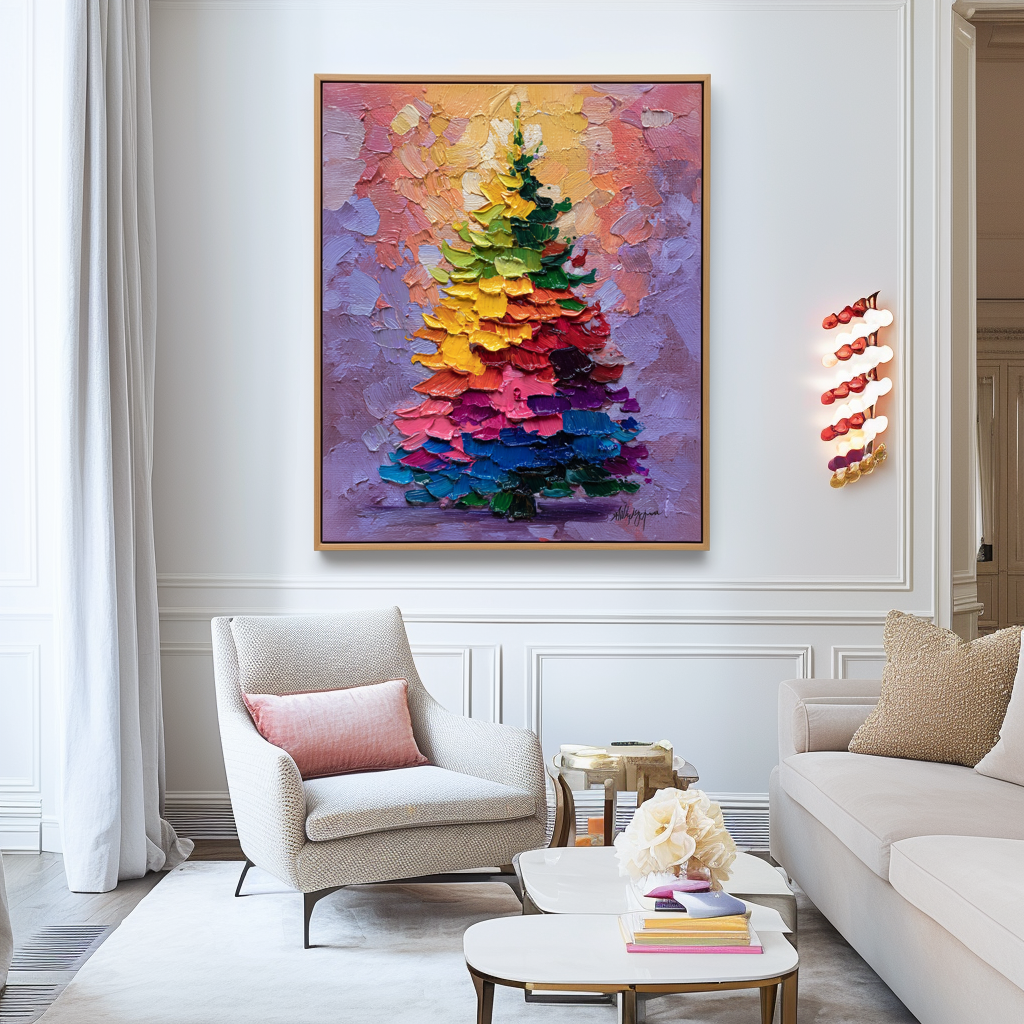 Aurora Christmas — Front View | Abstract Oil Painting for Home Decor