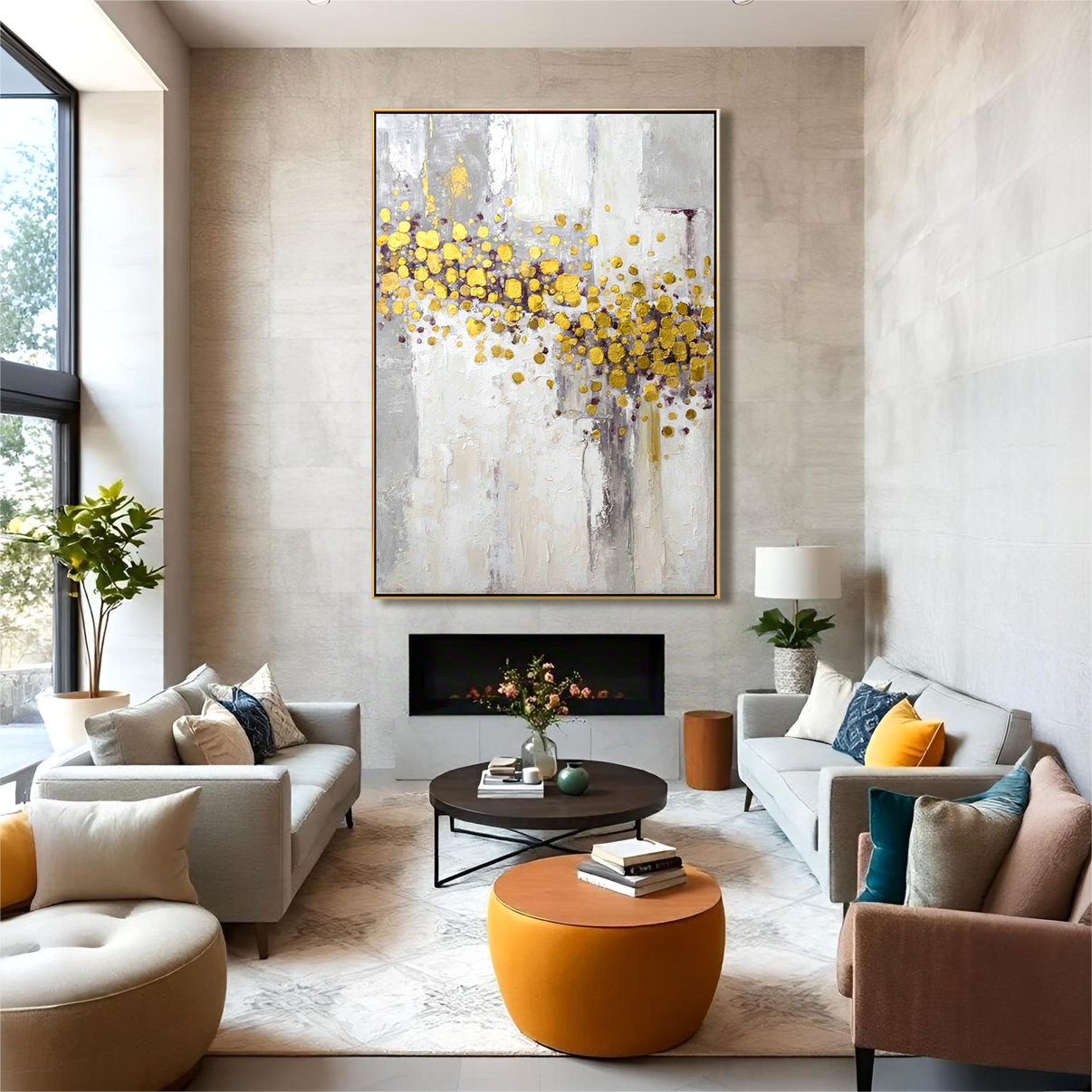 Aurora Gold — Front View | Abstract Oil Painting for Home Decor
