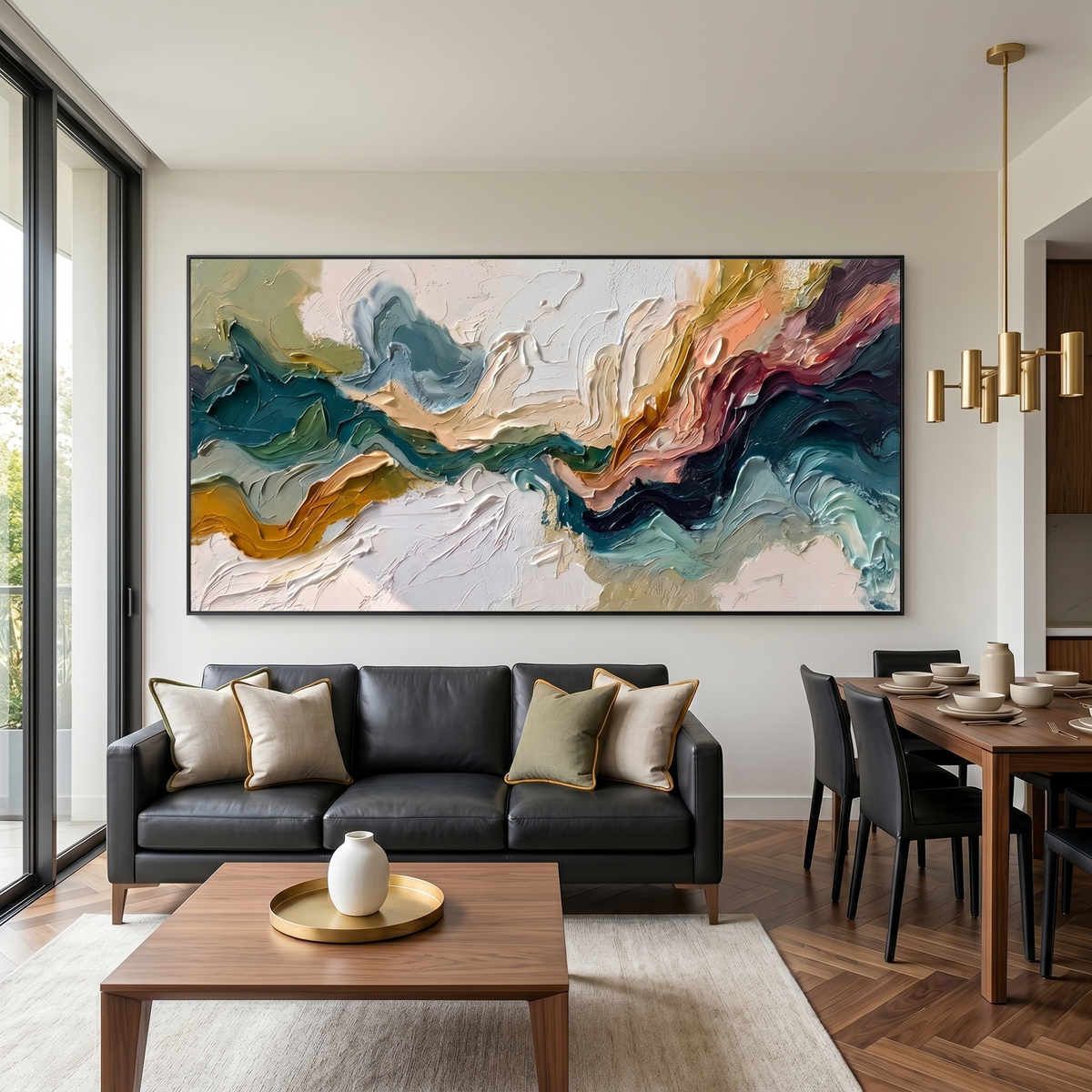 Floating Etherea – Heavy Texture Colorful Abstract Painting | Modern Wabi-Sabi Living Room Art #Q 545