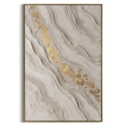 "Pale Stone Gold Drift Relief" - Modern Heavy Impasto Abstract Artwork | White & Beige Palette Knife Painting | Luxury Vertical Wall Art #Q 106