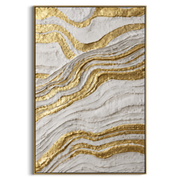 "Gold Contour Map Relief" - Modern Heavy Impasto Topographic Abstract | White & Gold Palette Knife Painting | Luxury Vertical Wall Art #Q 109