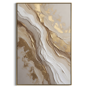 "Taupe Cascade Ridge Relief" - Modern Heavy Impasto Landscape Artwork | Beige & White Palette Knife Painting | Luxury Vertical Wall Art #Q 113