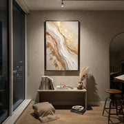 "Taupe Cascade Ridge Relief" - Modern Heavy Impasto Landscape Artwork | Beige & White Palette Knife Painting | Luxury Vertical Wall Art #Q 113