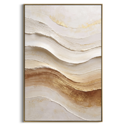 "Soft Taupe Layer Relief" - Modern Heavy Impasto Abstract Artwork | Beige & White Palette Knife Painting | Luxury Vertical Wall Art #Q 125