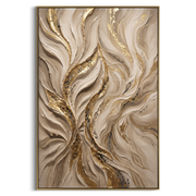 "Blooming Gold Vein Relief" - Modern Heavy Impasto Abstract Artwork | White & Gold Palette Knife Painting | Luxury Vertical Wall Art #Q 126