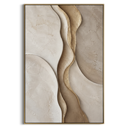 "Narrow Sand Channel Relief" - Modern Heavy Impasto Abstract Artwork | Beige & White Palette Knife Painting | Luxury Vertical Wall Art #Q 127