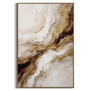 "Dark Amber Gold Rift Relief" - Modern Heavy Impasto Abstract Artwork | White & Brown Palette Knife Painting | Luxury Vertical Wall Art #Q 131