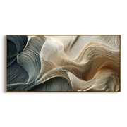 "Curved Ribbon Current Relief" - Modern Heavy Impasto Topographic Abstract | White & Beige Palette Knife Painting | Luxury Horizontal Wall Art #Q 137