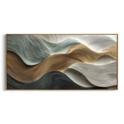 "Tactile Plaster Fold Relief" - Modern Heavy Impasto Topographic Abstract | White & Beige Palette Knife Painting | Luxury Horizontal Wall Art #Q 138