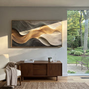 "Tactile Plaster Fold Relief" - Modern Heavy Impasto Topographic Abstract | White & Beige Palette Knife Painting | Luxury Horizontal Wall Art #Q 138
