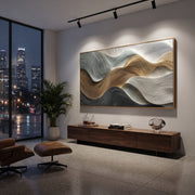 "Tactile Plaster Fold Relief" - Modern Heavy Impasto Topographic Abstract | White & Beige Palette Knife Painting | Luxury Horizontal Wall Art #Q 138