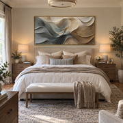 "Ivory Soft Ridge Relief" - Modern Heavy Impasto Landscape Artwork | White & Beige Palette Knife Painting | Luxury Horizontal Wall Art #Q 140