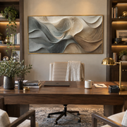 "Ivory Soft Ridge Relief" - Modern Heavy Impasto Landscape Artwork | White & Beige Palette Knife Painting | Luxury Horizontal Wall Art #Q 140