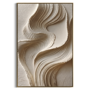 "Shell Folded Shore Relief" - Modern Heavy Impasto Topographic Abstract | Beige & White Palette Knife Painting | Luxury Vertical Wall Art #Q 141