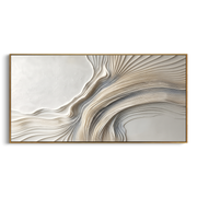 "Folded Ivory Swell Relief" - Modern Heavy Impasto Topographic Abstract | White & Beige Palette Knife Painting | Luxury Horizontal Wall Art #Q 142