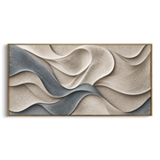 "Rippling Wind Line Relief" - Modern Heavy Impasto Topographic Abstract | White & Beige Palette Knife Painting | Luxury Horizontal Wall Art #Q 143