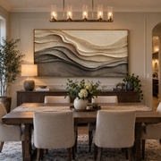 "Terraced Layered Wave Relief" - Modern Heavy Impasto Ocean Wave Seascape | White & Beige Palette Knife Painting | Luxury Horizontal Wall Art #Q 145