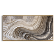 "Gilded Silk Contour Relief" - Modern Heavy Impasto Topographic Abstract | White & Beige Palette Knife Painting | Luxury Horizontal Wall Art #Q 146