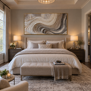 "Gilded Silk Contour Relief" - Modern Heavy Impasto Topographic Abstract | White & Beige Palette Knife Painting | Luxury Horizontal Wall Art #Q 146
