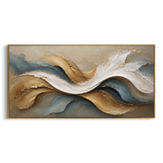 "Raised Dune Wave Relief" - Modern Heavy Impasto Ocean Wave Seascape | White & Beige Palette Knife Painting | Luxury Horizontal Wall Art #Q 148