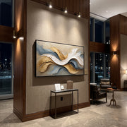 "Raised Dune Wave Relief" - Modern Heavy Impasto Ocean Wave Seascape | White & Beige Palette Knife Painting | Luxury Horizontal Wall Art #Q 148