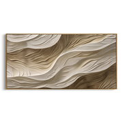 "Undulating Plaster Fold Relief" - Modern Heavy Impasto Topographic Abstract | White & Beige Palette Knife Painting | Luxury Horizontal Wall Art #Q 150