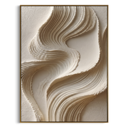 "Marbled Soft Ridge Relief" - Modern Heavy Impasto Landscape Artwork | Beige & White Palette Knife Painting | Luxury Vertical Wall Art #Q 152