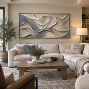 "Soft Ivory Swell Relief" - Modern Heavy Impasto Topographic Abstract | White & Beige Palette Knife Painting | Luxury Horizontal Wall Art #Q 154