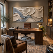 "Soft Ivory Swell Relief" - Modern Heavy Impasto Topographic Abstract | White & Beige Palette Knife Painting | Luxury Horizontal Wall Art #Q 154