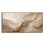 "Granular Wind Line Relief" - Modern Heavy Impasto Topographic Abstract | White & Beige Palette Knife Painting | Luxury Horizontal Wall Art #Q 155