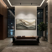 "Mineral Calm Drift Relief" - Modern Heavy Impasto Topographic Abstract | White & Beige Palette Knife Painting | Luxury Horizontal Wall Art #Q 156