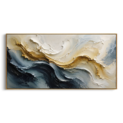 "Folded Silk Contour Relief" - Modern Heavy Impasto Topographic Abstract | White & Beige Palette Knife Painting | Luxury Horizontal Wall Art #Q 158