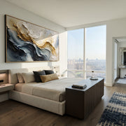 "Folded Silk Contour Relief" - Modern Heavy Impasto Topographic Abstract | White & Beige Palette Knife Painting | Luxury Horizontal Wall Art #Q 158