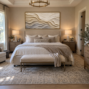 "Flowing Cream Current Relief" - Modern Heavy Impasto Topographic Abstract | White & Beige Palette Knife Painting | Luxury Horizontal Wall Art #Q 159