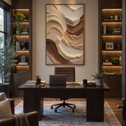 "Sculpted Dune Wave Relief" - Modern Heavy Impasto Ocean Wave Seascape | Beige & White Palette Knife Painting | Luxury Vertical Wall Art #Q 160
