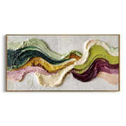 "Swirled Mineral Fault Relief" - Modern Heavy Impasto Landscape Artwork | White & Beige Palette Knife Painting | Luxury Horizontal Wall Art #Q 162