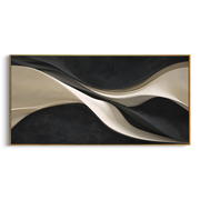 "Earthtone Shadow Wave Relief" - Modern Heavy Impasto Ocean Wave Seascape | White & Beige Palette Knife Painting | Luxury Horizontal Wall Art #Q 163
