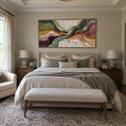 "Dune Ochre Channel Relief" - Modern Heavy Impasto Landscape Artwork | White & Beige Palette Knife Painting | Luxury Horizontal Wall Art #Q 164