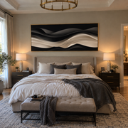 "Carved Graphite Swell Relief" - Modern Heavy Impasto Abstract Artwork | White & Beige Palette Knife Painting | Luxury Horizontal Wall Art #Q 165