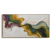 "Drifted Burgundy Rift Relief" - Modern Heavy Impasto Landscape Artwork | White & Beige Palette Knife Painting | Luxury Horizontal Wall Art #Q 166