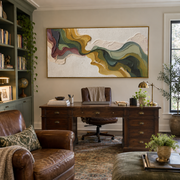 "Drifted Burgundy Rift Relief" - Modern Heavy Impasto Landscape Artwork | White & Beige Palette Knife Painting | Luxury Horizontal Wall Art #Q 166