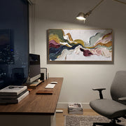 "Cracked Multicolor Ridge Relief" - Modern Heavy Impasto Landscape Artwork | White & Beige Palette Knife Painting | Luxury Horizontal Wall Art #Q 168