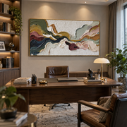 "Cracked Multicolor Ridge Relief" - Modern Heavy Impasto Landscape Artwork | White & Beige Palette Knife Painting | Luxury Horizontal Wall Art #Q 168