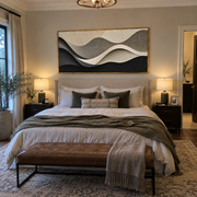 "Sandstone Abstract Creek Relief" - Modern Heavy Impasto Landscape Artwork | White & Beige Palette Knife Painting | Luxury Horizontal Wall Art #Q 169