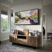 "Valley Chromatic Layer Relief" - Modern Heavy Impasto Landscape Artwork | White & Beige Palette Knife Painting | Luxury Horizontal Wall Art #Q 170