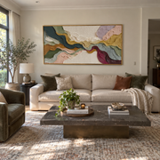"Valley Chromatic Layer Relief" - Modern Heavy Impasto Landscape Artwork | White & Beige Palette Knife Painting | Luxury Horizontal Wall Art #Q 170