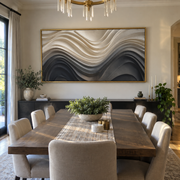 "Quiet Pigment Fault Relief" - Modern Heavy Impasto Landscape Artwork | White & Beige Palette Knife Painting | Luxury Horizontal Wall Art #Q 171